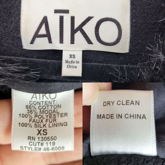 Aiko Womens Vest Faux Vegan Fur Rocker Zip Up Silk Lined Pockets Black XS - Picture 4 of 13